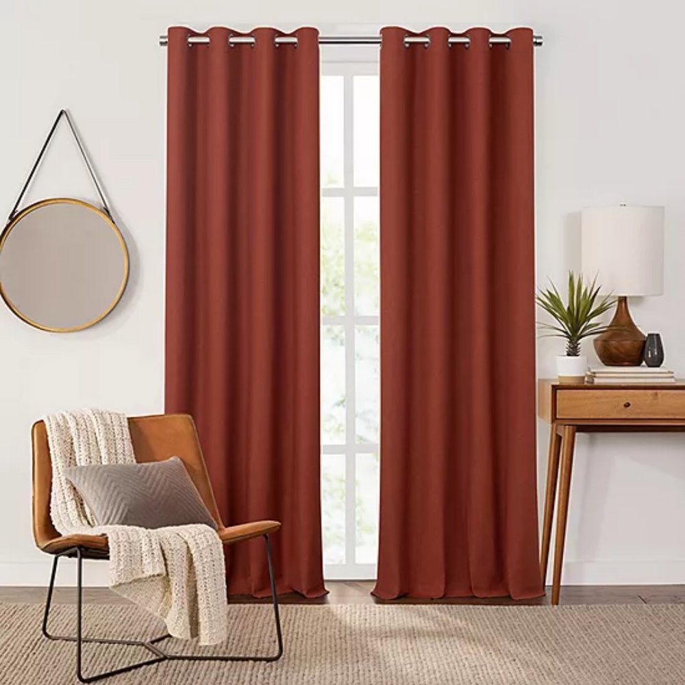 Fieldcrest Heritage Davina Solid Energy Saving 100% Blackout Top Single Curtain